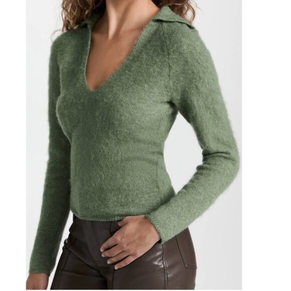 Vince Brushed V-Neck Polo Alpaca & Wool-Blend Sweater Size Small - Picture 10 of 10